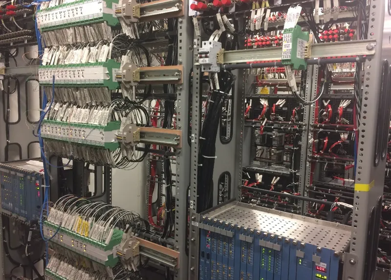 Relay racks and interlocking equipment